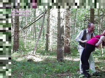 Experiment: Rope walk in public forest she's rewarded with an orgasm
