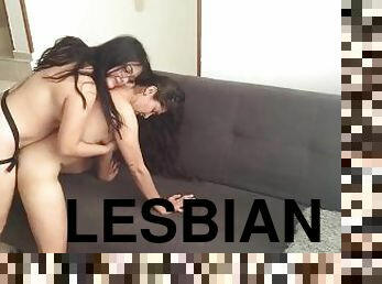 two lesbians fucking on the couch with a strap on pussy virgin