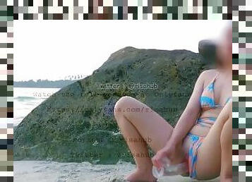 4k Thai[risahub] ?????????????????????????? ????????????????????? 2023 sea beach! Public dildo fuck