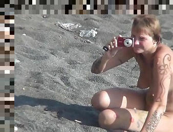 nudistické, vonku, pička, milfka, kamera, pár, pláž, voyeur, prirodzené, oholené