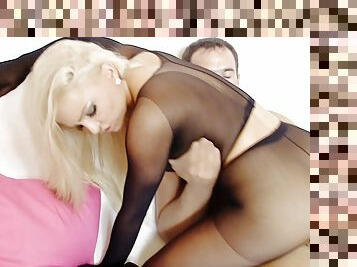 Amazing blonde fucked in panyhose scene