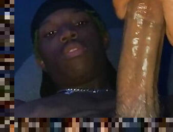 Cum and watch me stroke this big black dick until i cum and orgasm for you