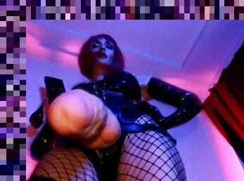 Femdom Mistress Eva Latex Big Dick Strapon Fetish Milf PVC Vinyl Boots High Heels BDSM Kink Domina