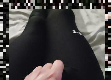 Cum wearing leggings and socks.