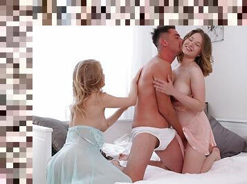 Passionate FFM threesome in the bedroom - Amalia Davis and Lightfairy