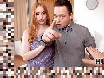 Best friend sneaks into pussy of buddy's GF in front of him - busty redhead Kiara lord caught cheating