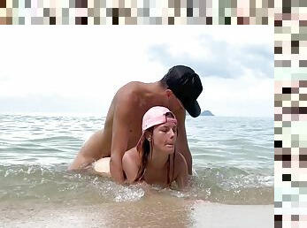 Hot &amp; Risky Sex In The Sea Waves On The Beach - My Naughty