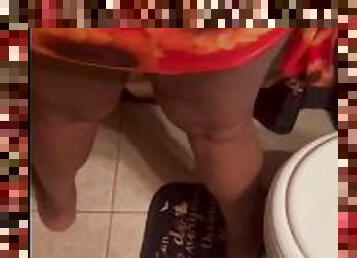 Pregnant wife shakes her ass for her Husband in the bathroom