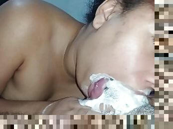 sucking and licking creampei from the previous blow until he cum again and I licked more????????????????????????