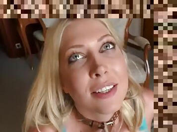 Blonde cum slut gets gangbanged in her gaping asshole