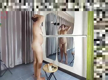 Nudist Hairdresser. She Cuts Her Own Hair Nude Barber Shop. Naked Stylist. Head Shaving. Bald Head - Regina Noir