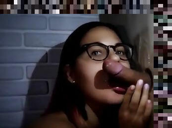 Homemade gloryhole for nerdy girl