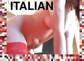 The beautiful Italian girl masturbates dressed as a college girl