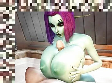 Soria sexy big titty elf bathtime and titfuck