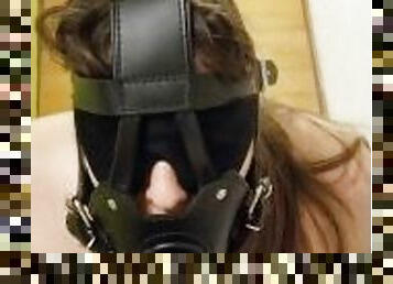 Deepthroat with BDSM mask gagging