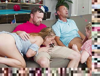 Young daughter swaps boyfriend with her mom in a wild foursome