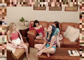 Jewelz Blu and Mackenzie Moss are part of a sexy orgy party