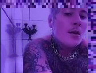 Tattooed Transgender man ftm big clit bath fun.