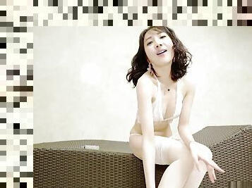 sweet asian babe posing in lingerie