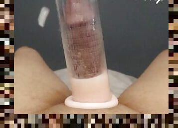 PENIS PUMP FLASH: Cock hard for Indian tenants vieweing on new bed of apartment NEARLY CAUGHT! xxx