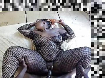 ebony in fishnet getting her tight pussy pounded balls deep POV