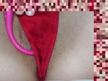 Wet panties, pussy rubbing close up