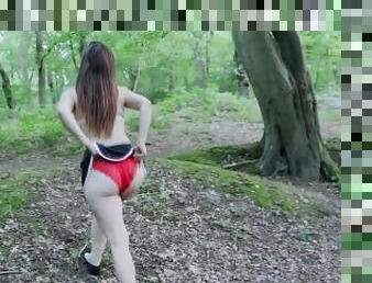 Public Pissing Whilst Out Walking In A FOREST!