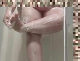 BBW Slut in Cold Shower gets covered in Soap and Washes Feet and Between Toes Foot Fetish