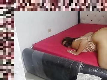Young Latin couple having real sex in secret at their parents' house