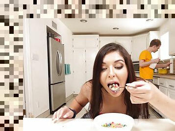 Sweetie loves taking her breakfast and fucking before going to school