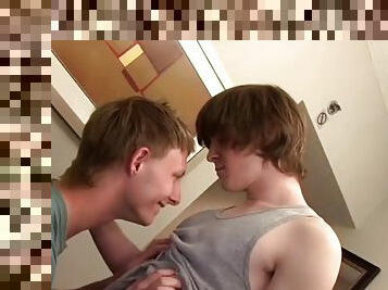 Homo twink sucks dick one by one like a master