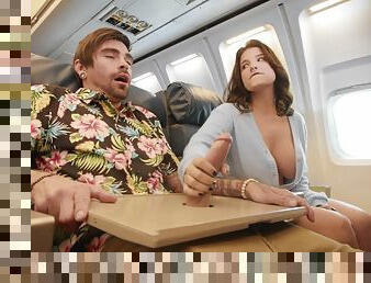 Insolent babes on a private jet dazzle with real porn on a rich guy's huge dong