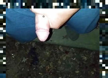 Pissing off the porch.  Hard cock included. You're welcome babe.