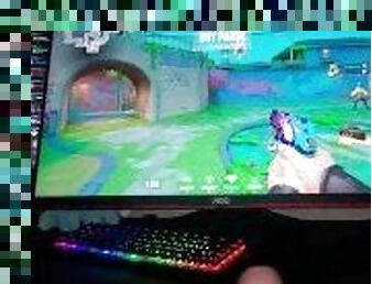 Bouncing cock whilst playing game