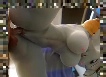 Rivet from Ratchet & Clank Fucks Big Cock with her Thighs and Pussy