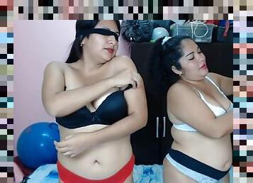 Two Latina stepsisters with big ass share their husband in a threesome, sucking on his heels, cumming on his feet and licking everything
