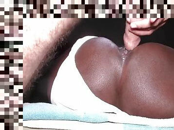 Big white cock cums in all holes of this ebony slut