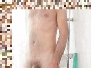 Flash cam Italian boy spied in the bathtub while washing his cock