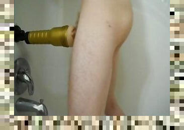 Hung guy using his Fleshlight in the shower