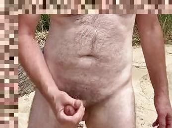 Hairy Daddy Bod Beach Jerk Off & Cum