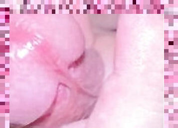 wet penis by pre-cum, which is nice