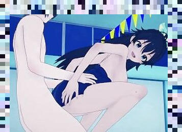 Hibiki Ganaha and I have intense sex at the pool at night. - THE IDOLM@STER SP Hentai