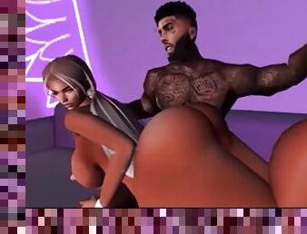 IMVU Latina woman gets pounded by black man in her bedroom
