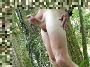 Jerking Off and Cumming in the Forest