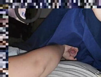 Surprise handjob under blanket turn in to amazing bj