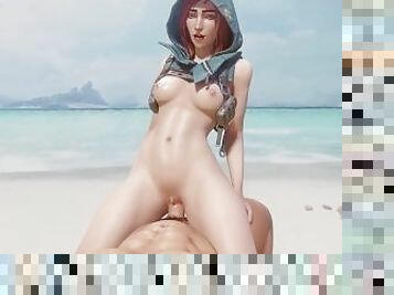 Apex Ash fucked on the beach 60 FPS High Quality 3D Animated 4K