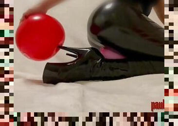 Balloons, latex, feet, high heel boots mesmerize you