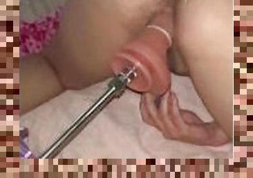 Wife’s pussy gripping on dildo! with hismith sex machine.
