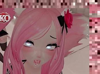 VTUBER CAT GIRL gives you a BJ while you get a view UP HER SKIRT!!!! CUM IN MOUTH FINISH!!!!