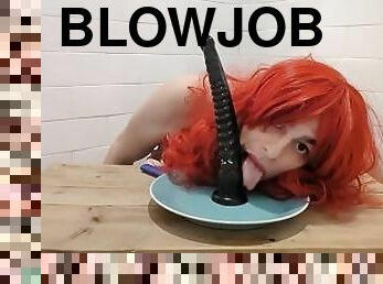 Submissive Sissy Deep Throat Training Blowjob